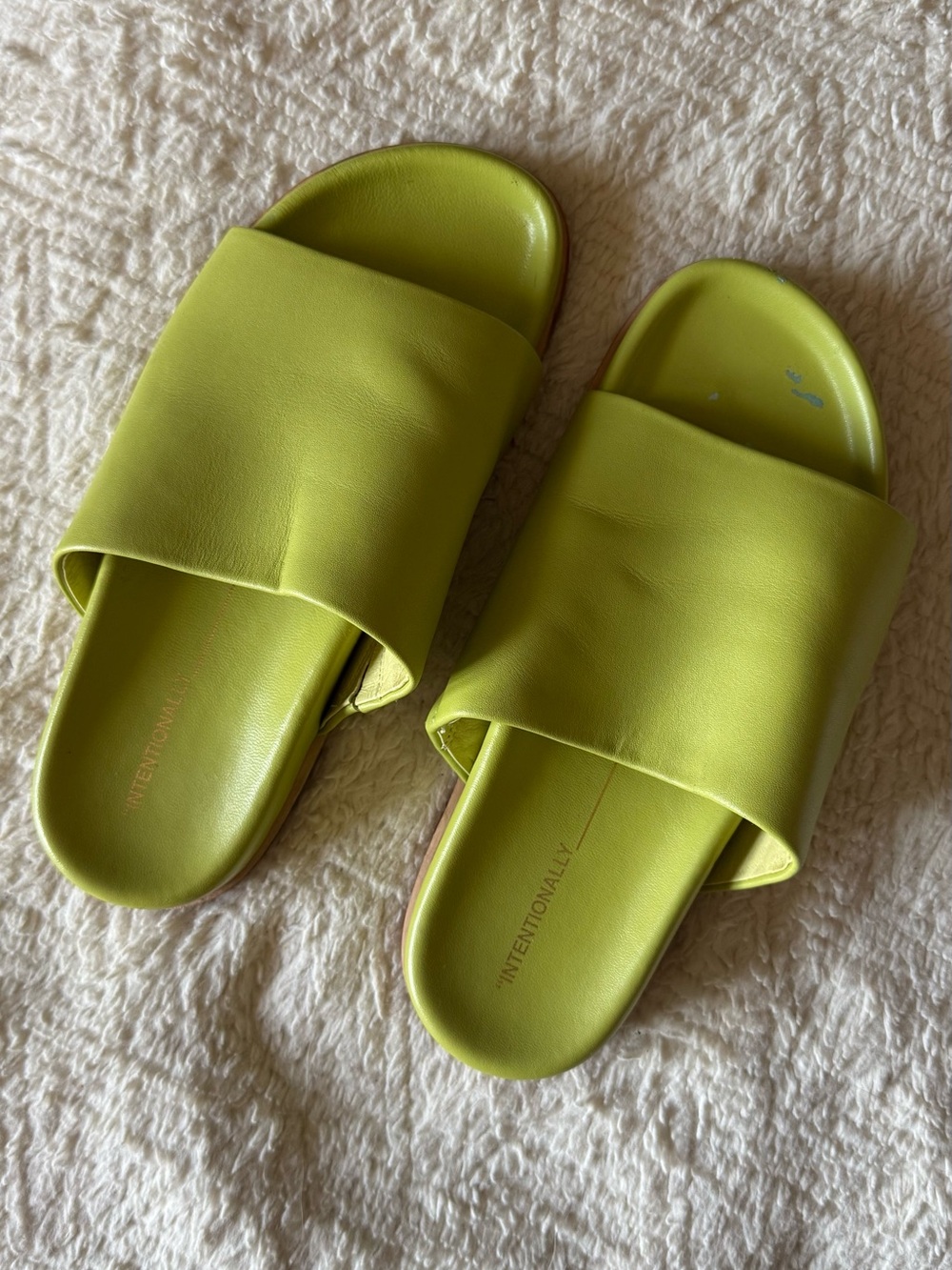 INTENTIONALLY BLANK Leather Wasabi Slide Sandals size 37